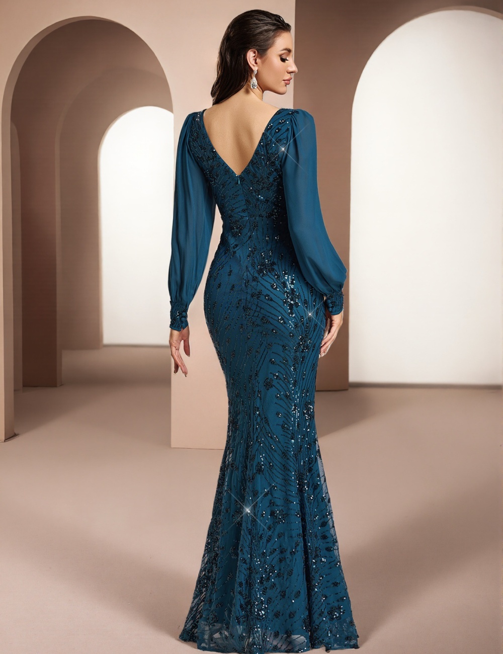 Gauze dress European style evening dress