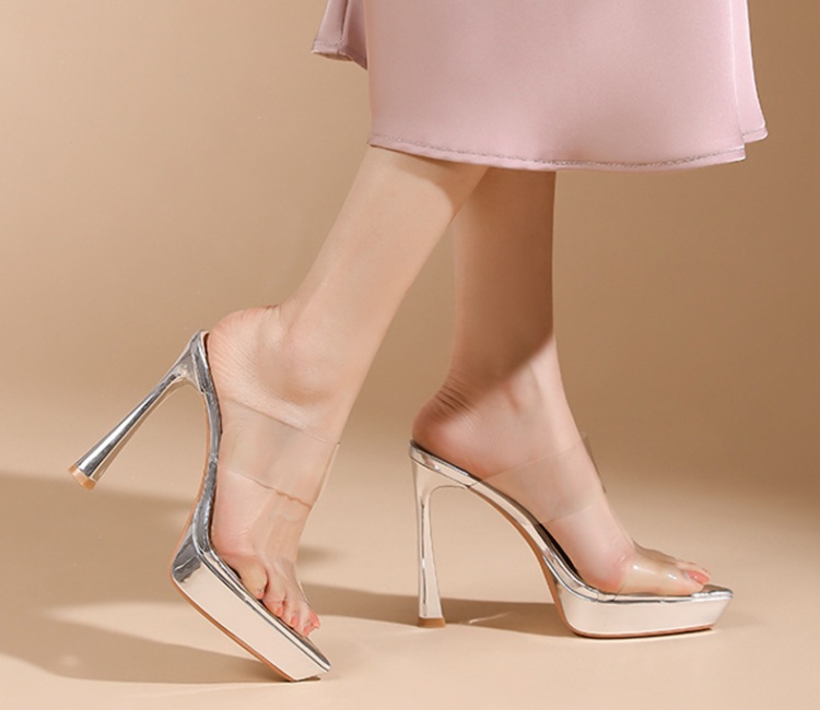 High-heeled platform temperament slippers for women