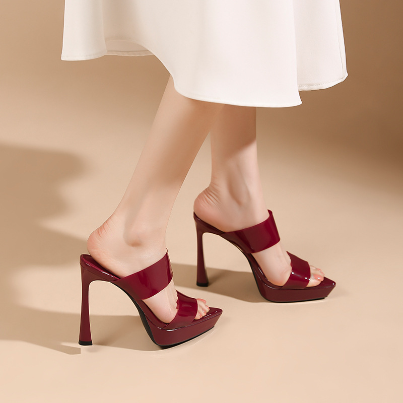 High-heeled platform temperament slippers for women