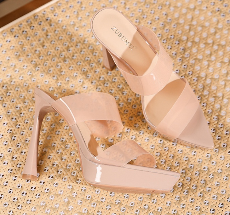 High-heeled platform temperament slippers for women