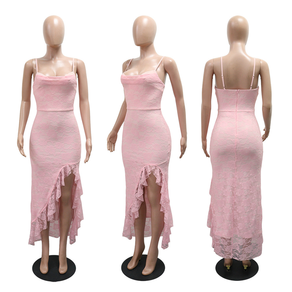 European style sexy dress split long dress for women