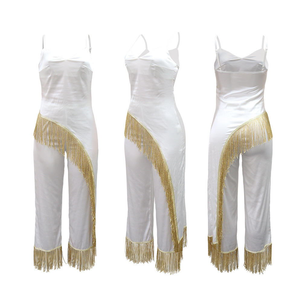 Sling tops loose wide leg pants 2pcs set for women