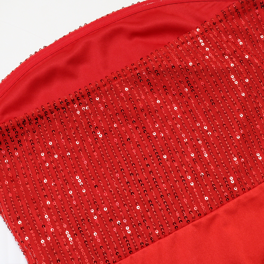 Sequins splice dress wrapped chest long dress for women