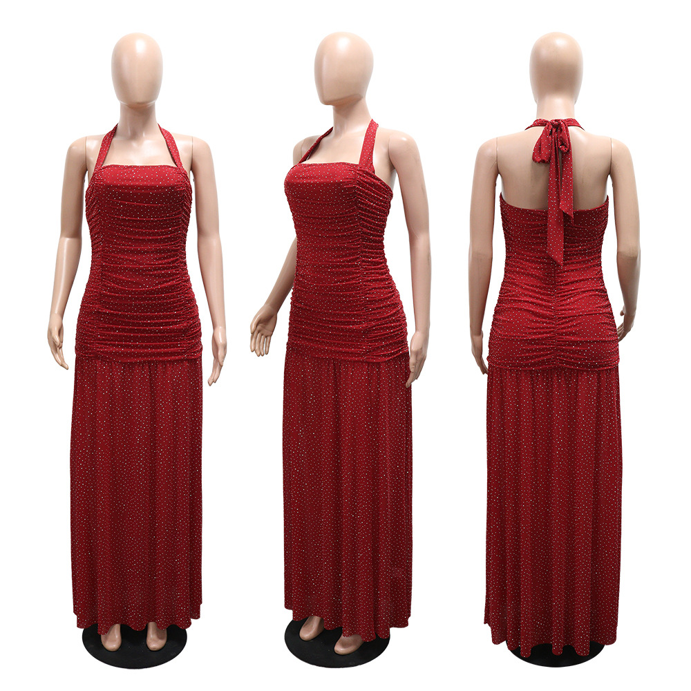 Pure sleeveless formal dress split dress