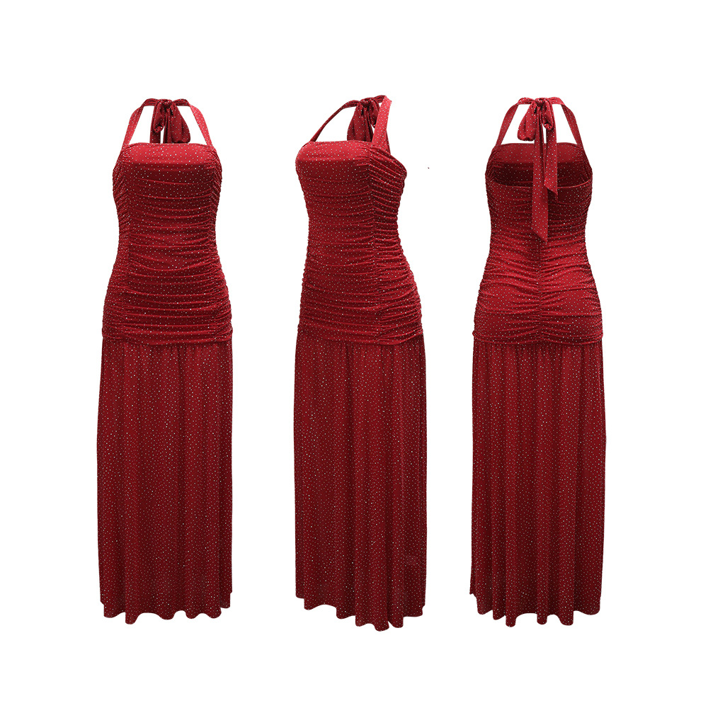 Pure sleeveless formal dress split dress