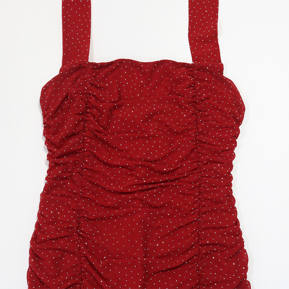 Pure sleeveless formal dress split dress