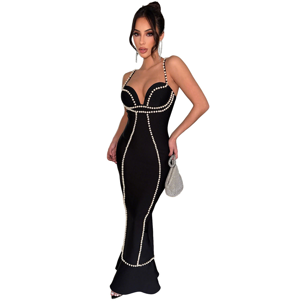 Sexy sleeveless slim long dress fashion sling dress for women