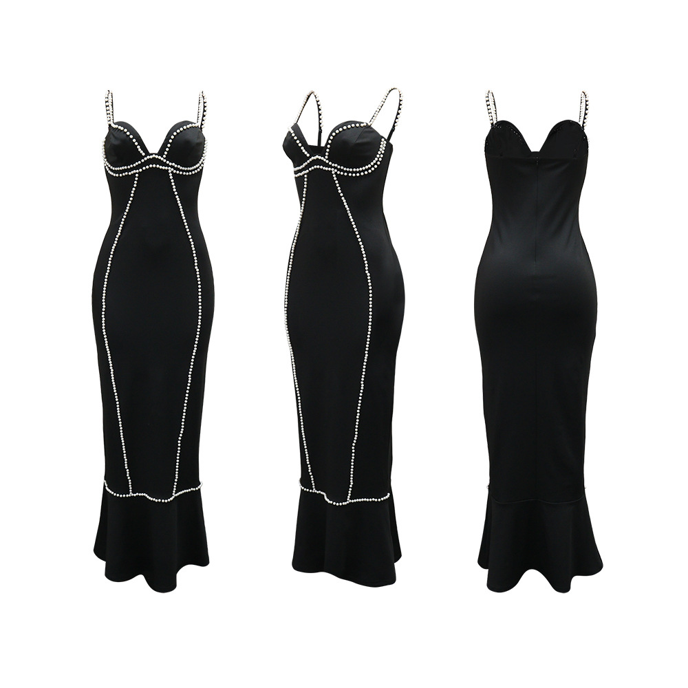 Sexy sleeveless slim long dress fashion sling dress for women