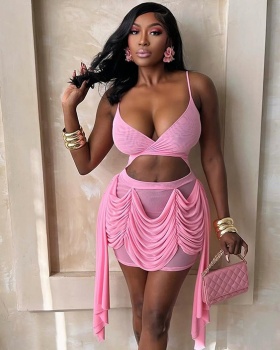 Sexy sling V-neck T-back pure European style dress for women