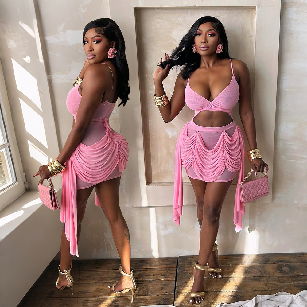 Sexy sling V-neck T-back pure European style dress for women