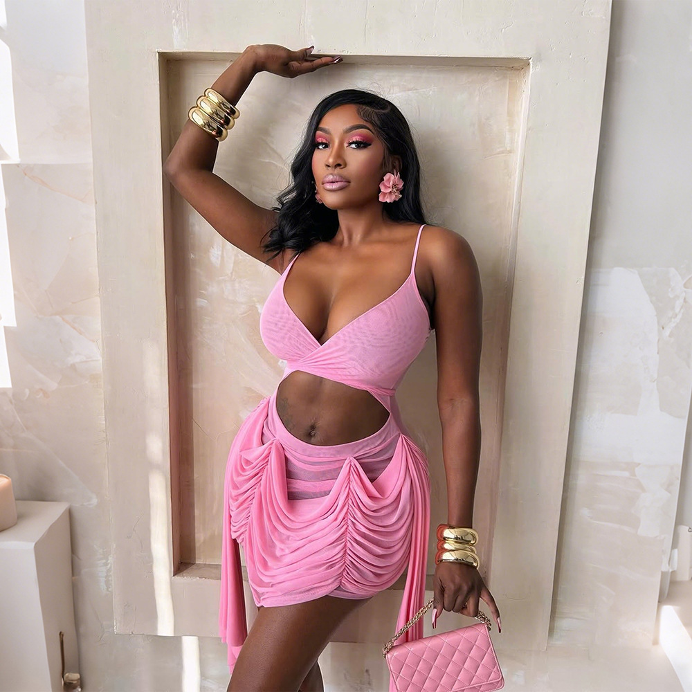 Sexy sling V-neck T-back pure European style dress for women