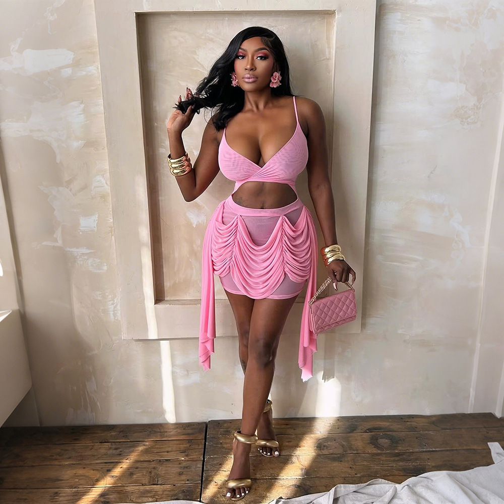 Sexy sling V-neck T-back pure European style dress for women