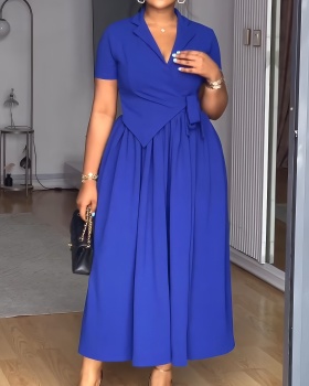 A-line elegant European style slim commuting dress for women