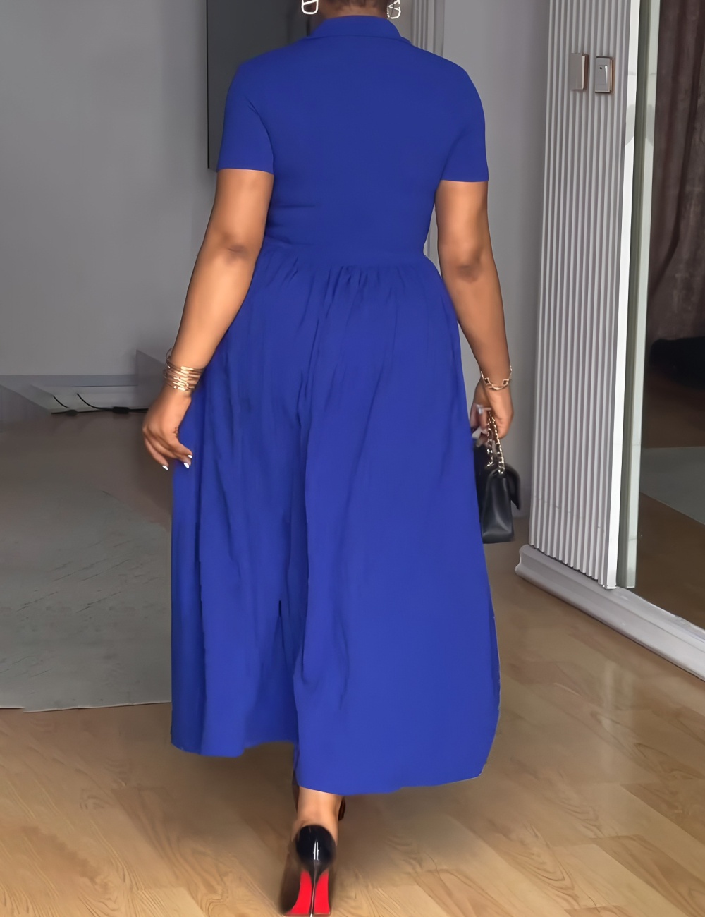 A-line elegant European style slim commuting dress for women