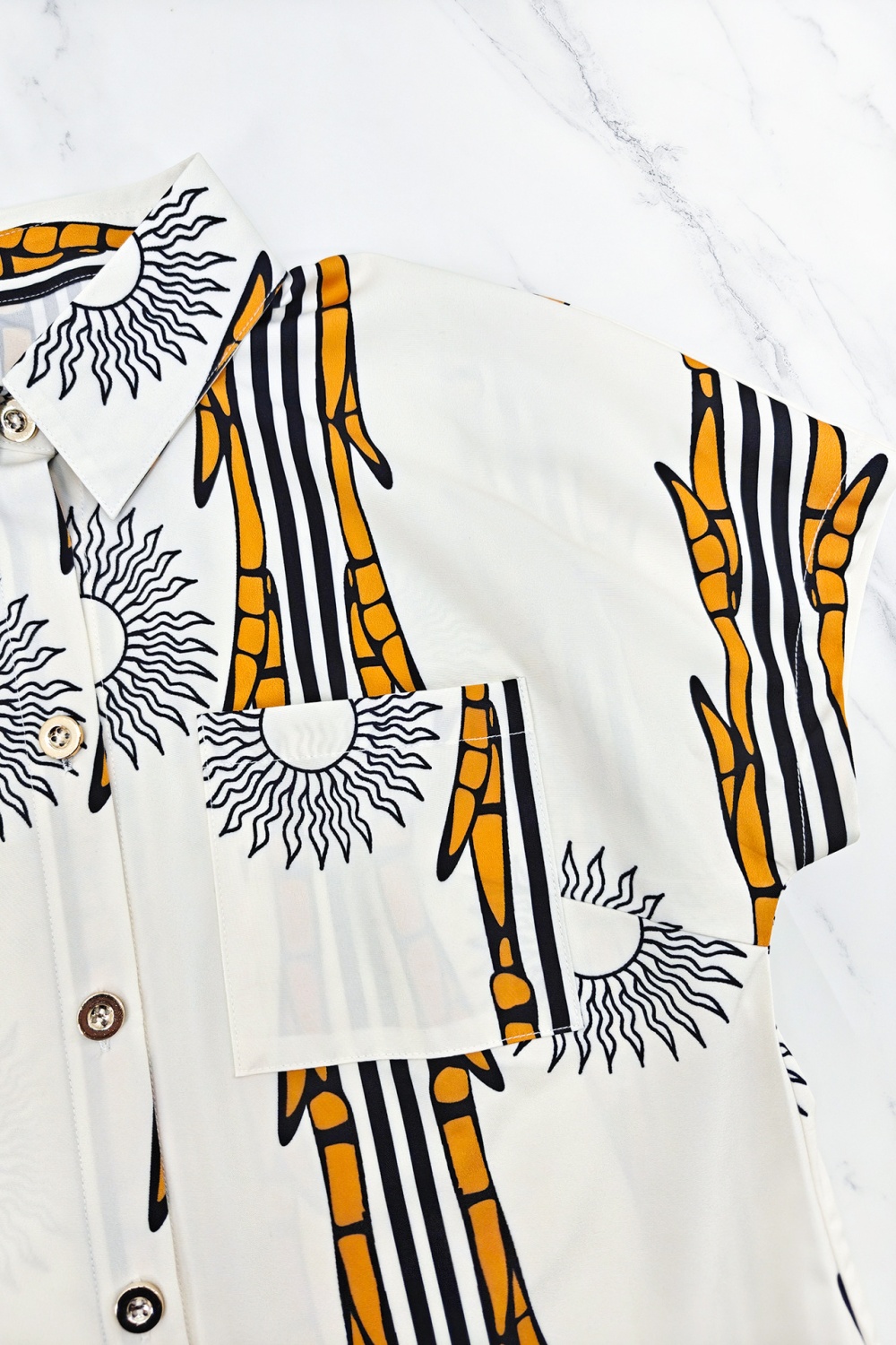 Pocket lapel elegant shirt Casual buckle long pants 2pcs set