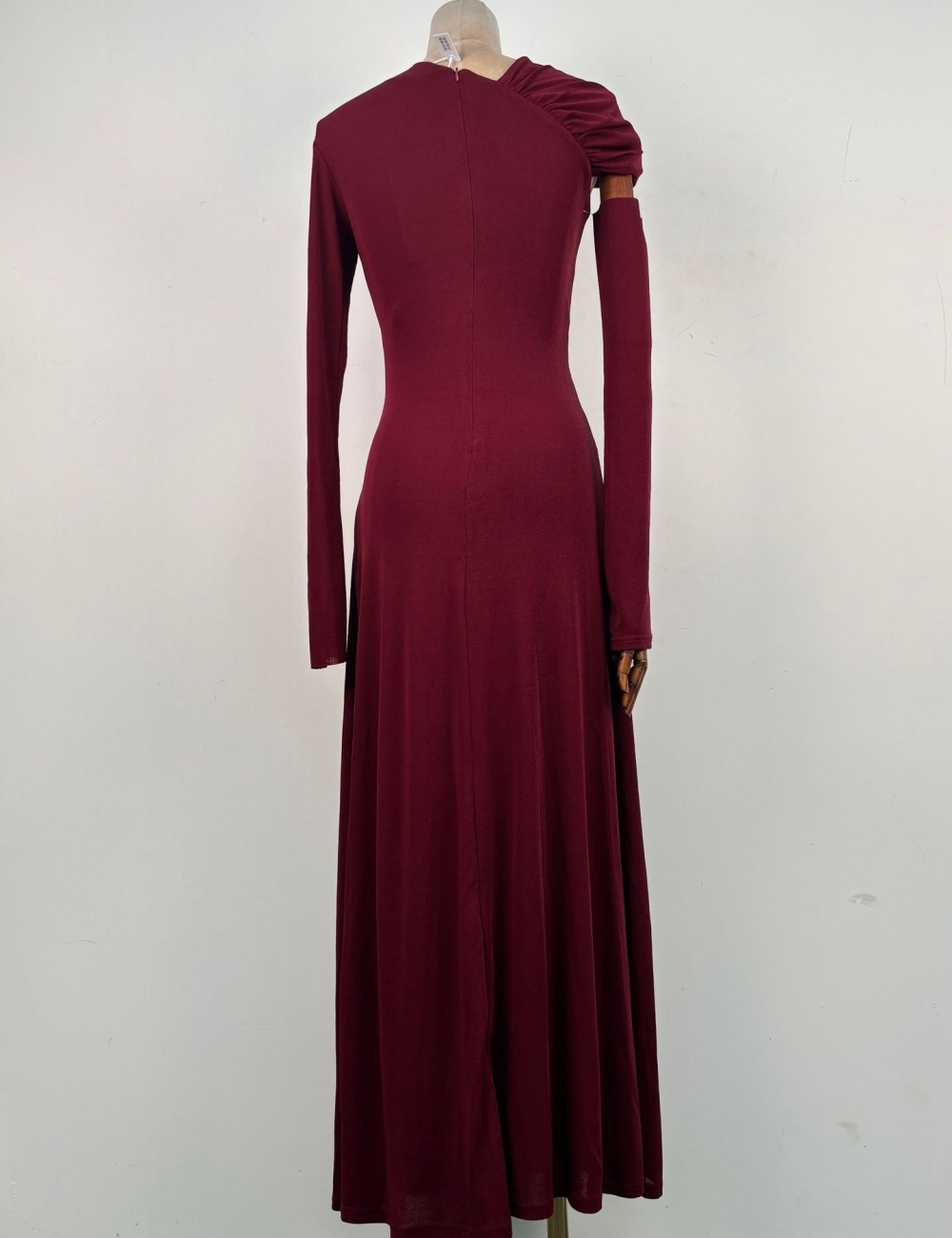 Fold slim temperament dress hollow red long dress