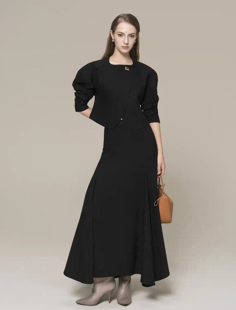 Niche long skirt big skirt tops 2pcs set