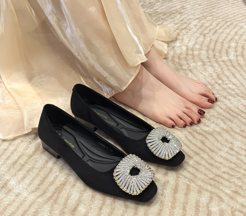 Refinement diamond France style velvet shoes for women