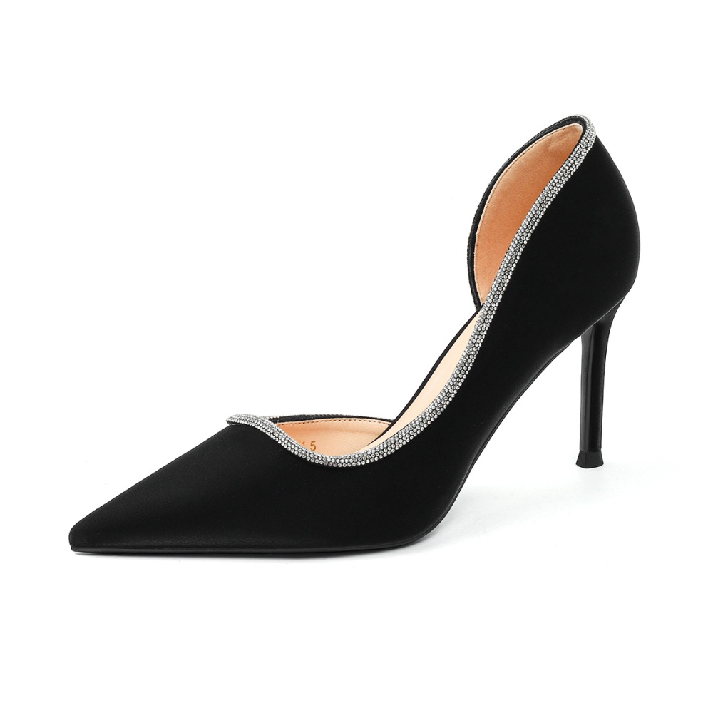 Black shoes rhinestone high-heeled shoes for women