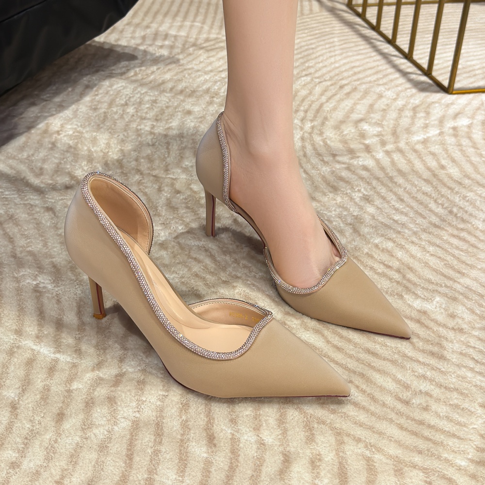 Black shoes rhinestone high-heeled shoes for women