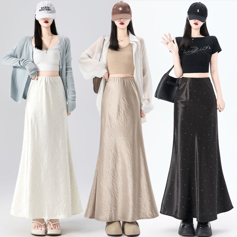 Drape A-line skirt summer long dress for women