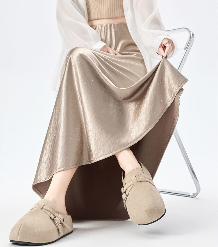 Drape A-line skirt summer long dress for women