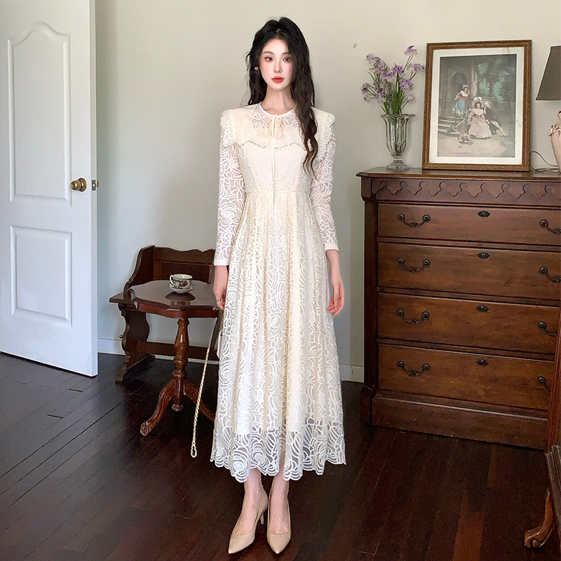 Pinched waist big skirt beading France style dress