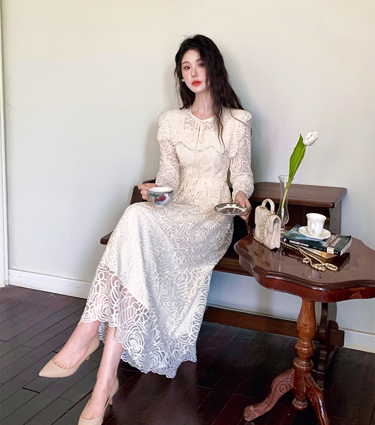 Pinched waist big skirt beading France style dress