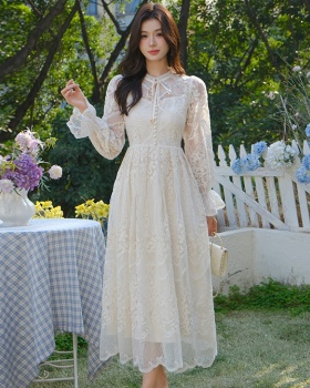 Fashion ladies long sleeve embroidery Western style dress
