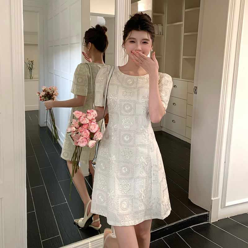 Sequins slim fashion embroidery retro France style dress