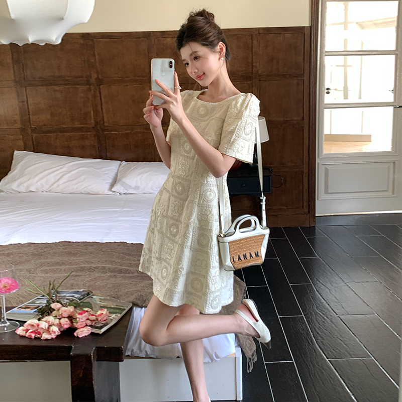 Sequins slim fashion embroidery retro France style dress