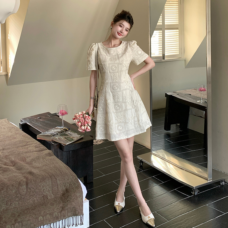 Sequins slim fashion embroidery retro France style dress