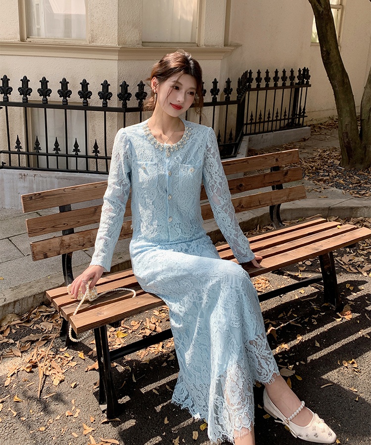 Lace beading skirt France style chanelstyle tops a set