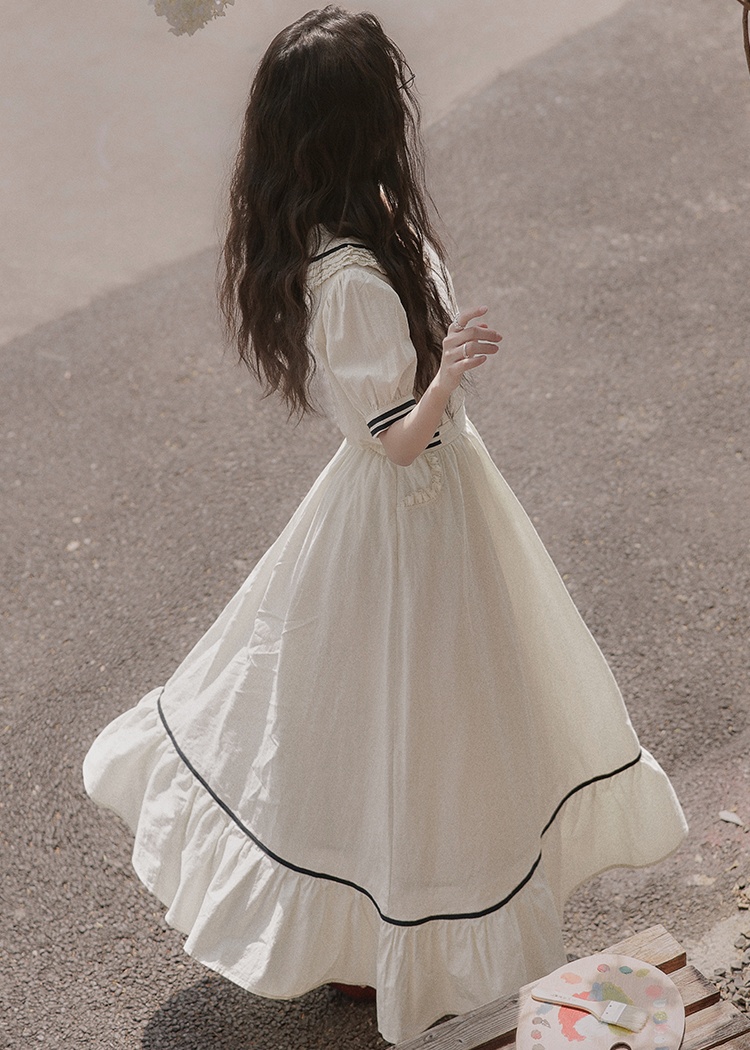 France style skirt navy collar shirt a set for women