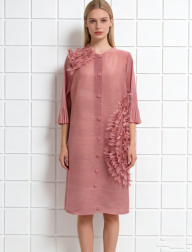 Colors fold cardigan trumpet sleeves beading dress for women