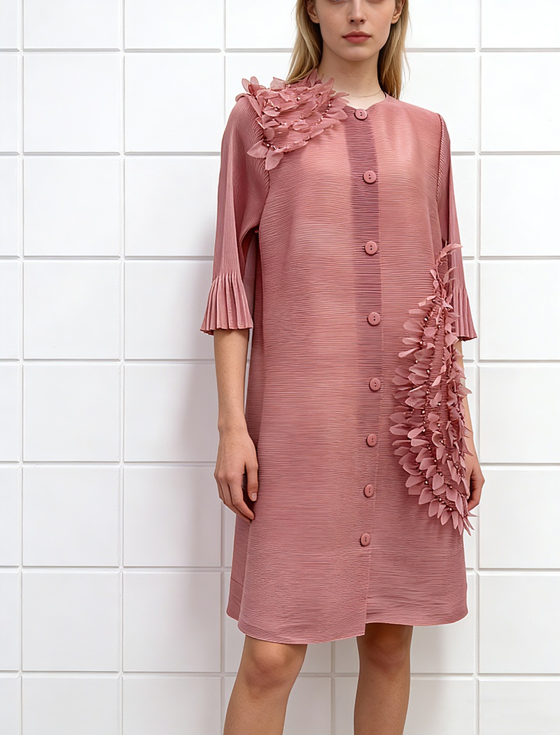 Colors fold cardigan trumpet sleeves beading dress for women