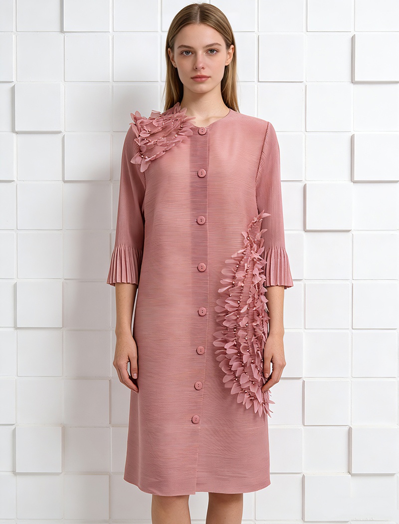 Colors fold cardigan trumpet sleeves beading dress for women