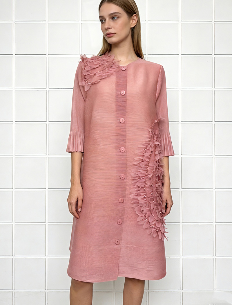 Colors fold cardigan trumpet sleeves beading dress for women