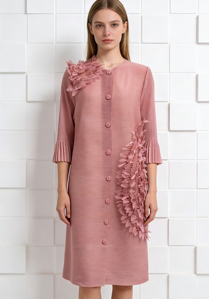 Colors fold cardigan trumpet sleeves beading dress for women