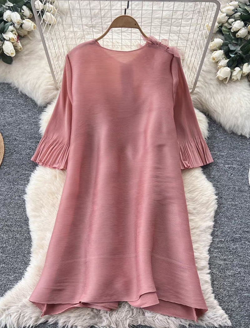 Colors fold cardigan trumpet sleeves beading dress for women