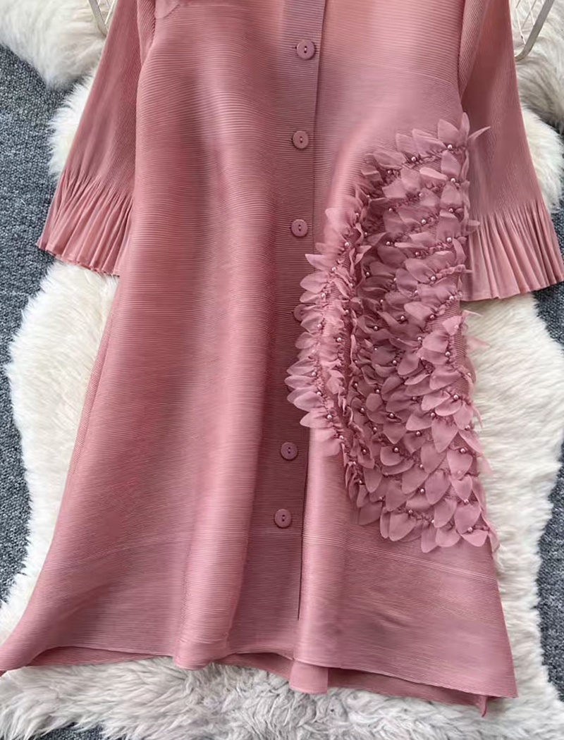 Colors fold cardigan trumpet sleeves beading dress for women