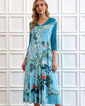 Commuting A-line Chinese style loose dress for women