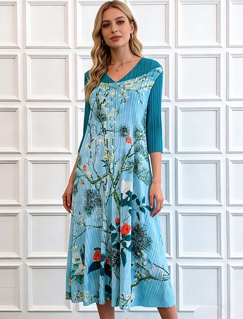 Commuting A-line Chinese style loose dress for women