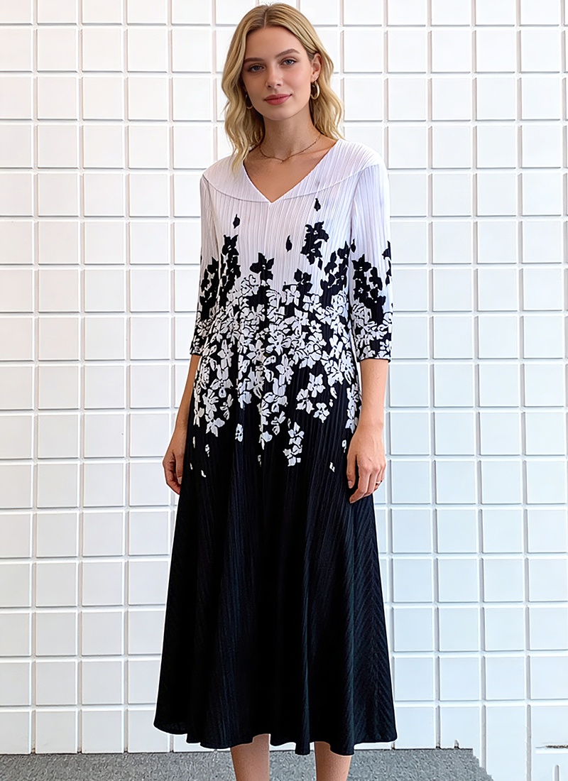 Commuting A-line Chinese style loose dress for women