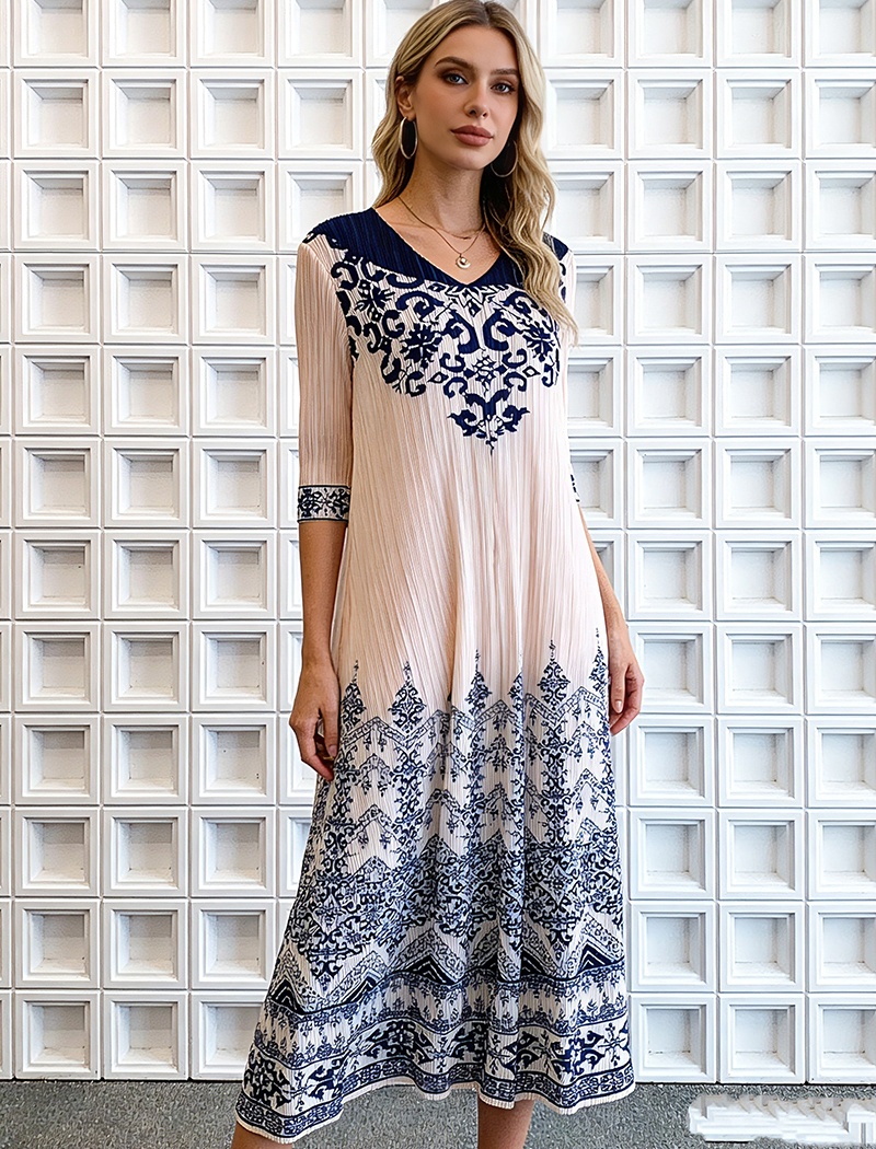 Commuting A-line Chinese style loose dress for women