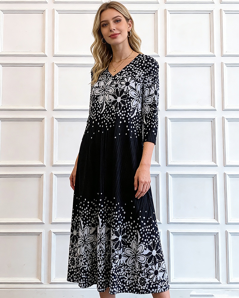 Commuting A-line Chinese style loose dress for women