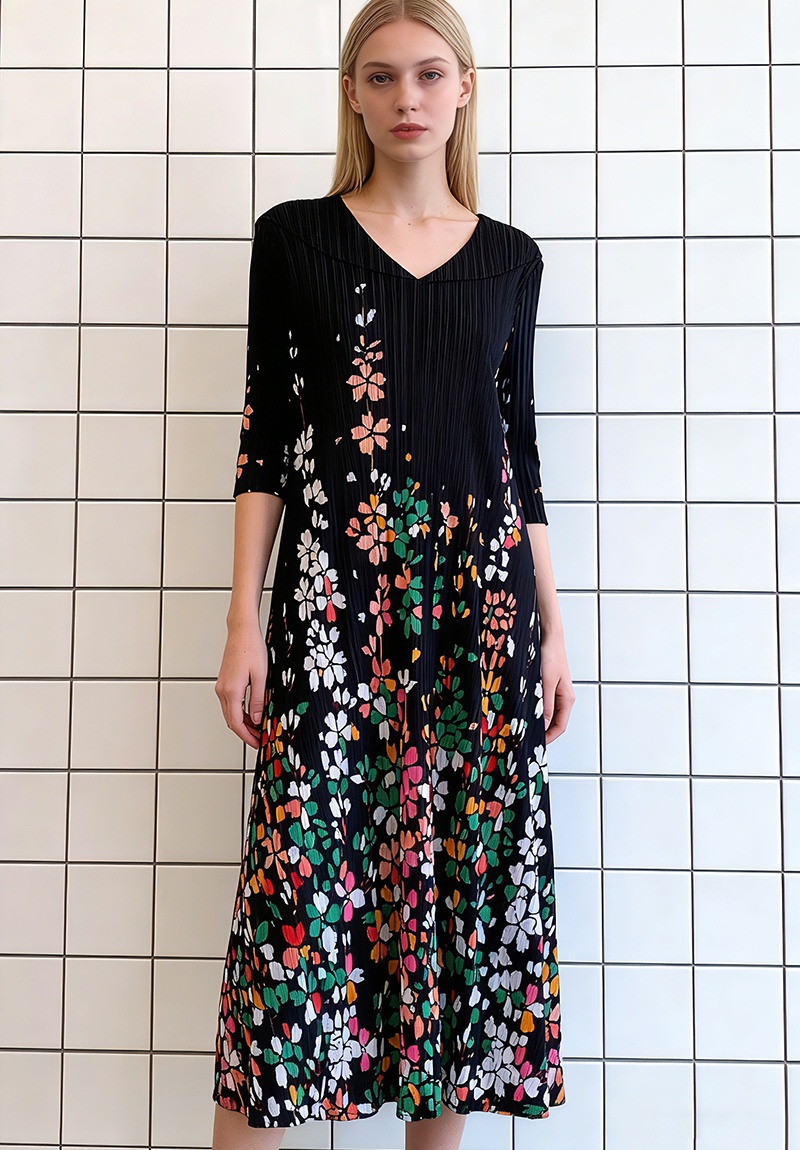 Commuting A-line Chinese style loose dress for women