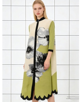 Long Pleats Please straight hair printing dress