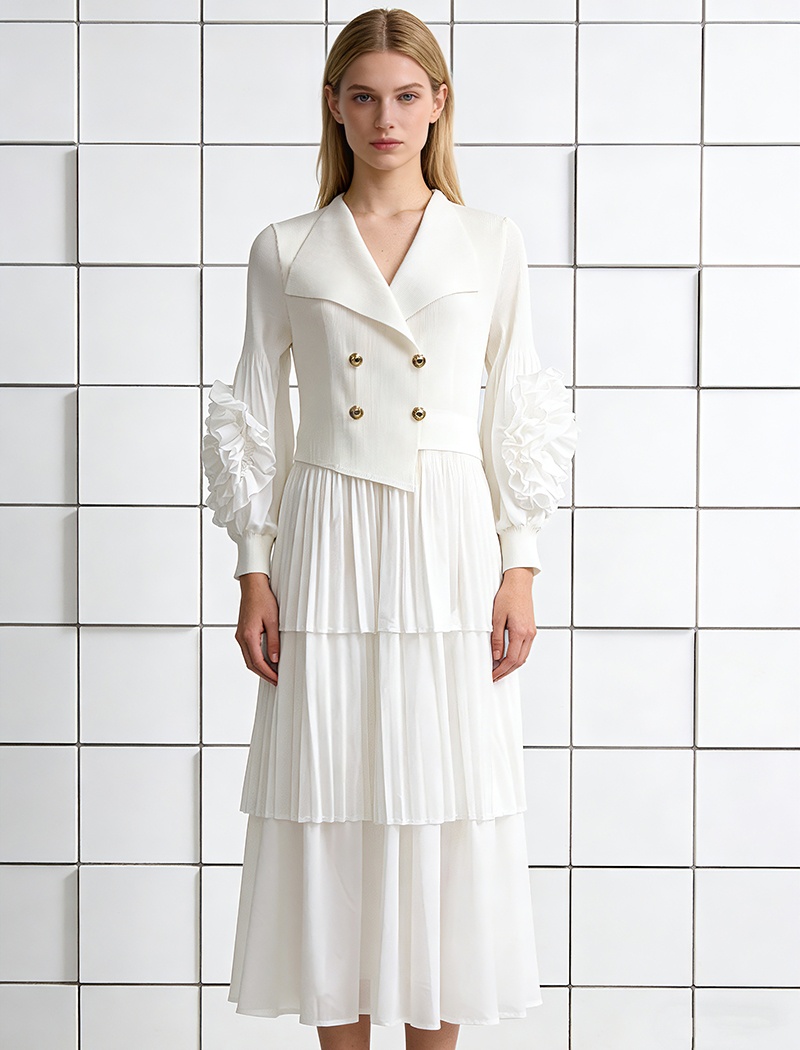 Cake loose disk flowers business suit crimp lotus leaf edges dress