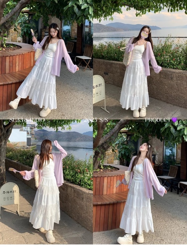 Thin long skirt summer outside the ride smock